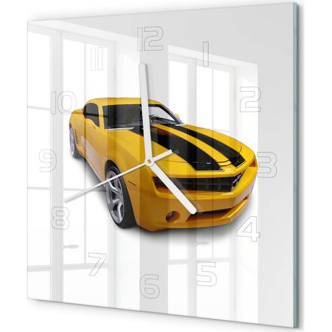 Horloge Murale Carrée Design Contemporain Verre Décoratif pour Salon Voiture de sport 30x30 cm (1/5)