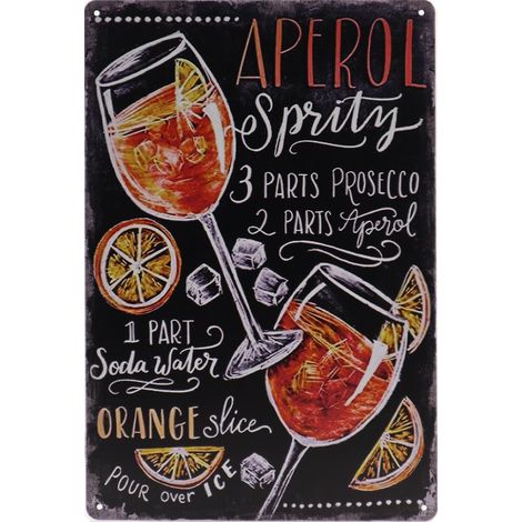 Plaque murale – Aperol Spritz – Cocktail – Rétro – Décoration murale – Panneau publicitaire – Restaurant – Pub – Bar – Café – Hôtellerie – Plaque en métal – 20 x 30 cm (1/5)