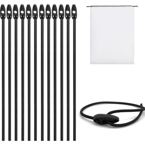 12x Spanngurte 50cm mit Schnalle, wetterfeste Gummiseile für Ladungssicherung