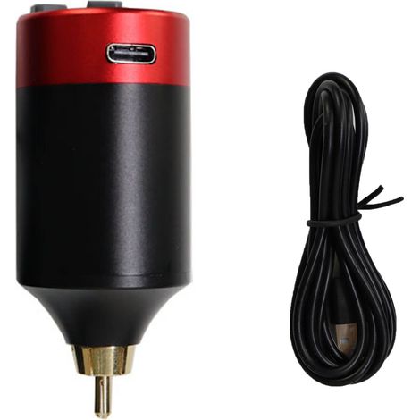 Alimentation 1500mAh pour stylo tatouage, batterie USB rechargeable longue durée, alliage aluminium, interface RCA, rouge (1/5)