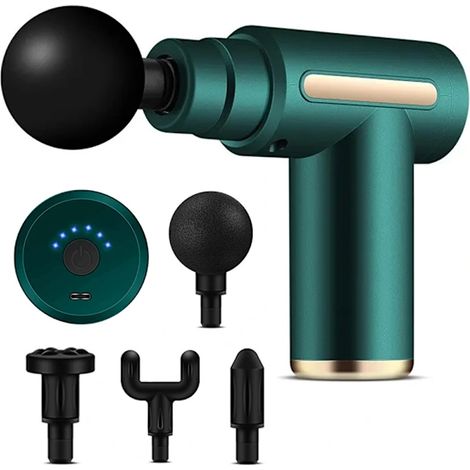 Massager Électrique Portatif - 6 Niveaux De Puissance - 4 Embouts Interchangeables - Pour Soulagement Musculaire Après Effort - 1 Pièce (1/5)