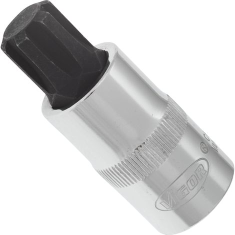 VIGOR Schraubendrehereinsatz, V2210, 1/2 (12,5 mm) Vierkant hohl, Innen Keilprofil Ribe-CV, SW M14 (1/3)