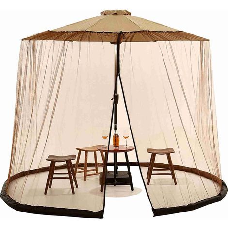 Moustiquaire pour Parasols, Moustiquaires Exterieur Réglables - Filet anti-Moustiques avec fermeture éclair Moustiques pour 10FT-11FT parasol Jardin Plage Camping (Moustiquaire Uniquement) (1/5)