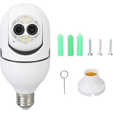 Ampoule Caméra de Sécurité Double Objectif 2MP HD Zoom 5X Vision Nocturne Base E27 WiFi Surveillance AC110-230V (1/5)