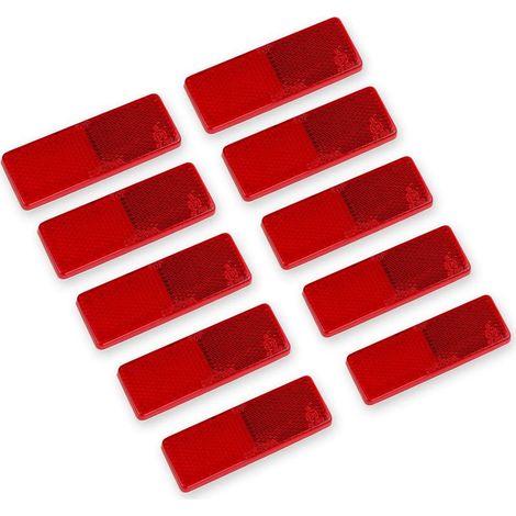10 x Catadioptre Remorque - Rouge, Réflector Rectangulaire Réflecteur Latéral Adhésif avec E-Mark Approuvé pour Les Véhicules de Transport Routier (1/4)