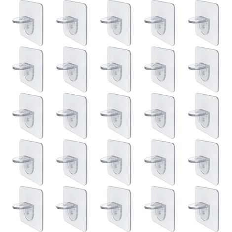 25 Pièces Chevilles de Support d'Étagère,Crochets Adhesifs,Supports Adhésifs pour Étagère,Crochets Muraux Auto-adhésifs,pour Salle Bain Cuisine à Domicile, Meubles Placard Bibliothèques (1/5)