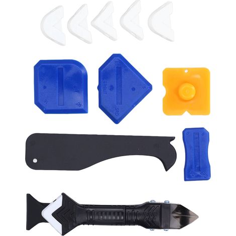 Multifunktionales Silikon-Glättungsset, Fugenschaber, Werkzeug zum Glätten von Dichtstoffen, zum Entfernen von Dichtungsmasse, 10-teilig, für Bad und Küche (1/5)