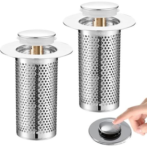 Pièces Filtre Douche Filtre à Evier en Acier Inoxydable Cuisine, Grille Douche, Bonde Evier Pop-Up en Noyau en Laiton, pour Cuisine, Salle de Bain, Baignoire(33 × 50 mm ) (1/5)