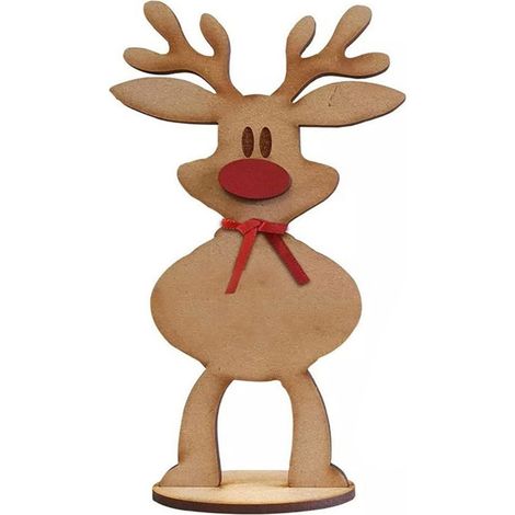 Freistehender Tischkartenhalter aus Holz in Rentierform – ideal als Weihnachtsdekoration für festliche Anlässe. (1/2)