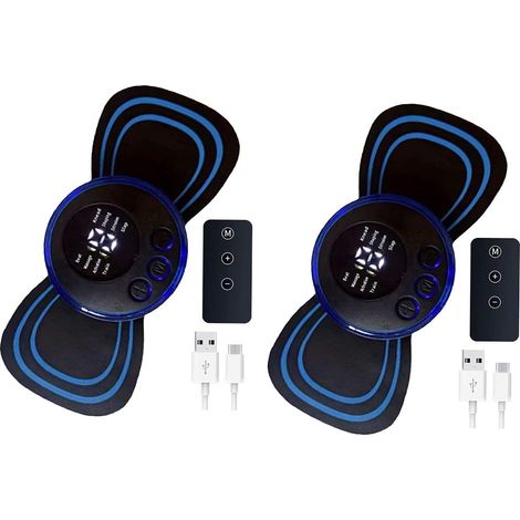 Lot de 2 mini appareils de massage cervical électrique, portable, électrique, portable, stimulateur cervical du dos, avec télécommande