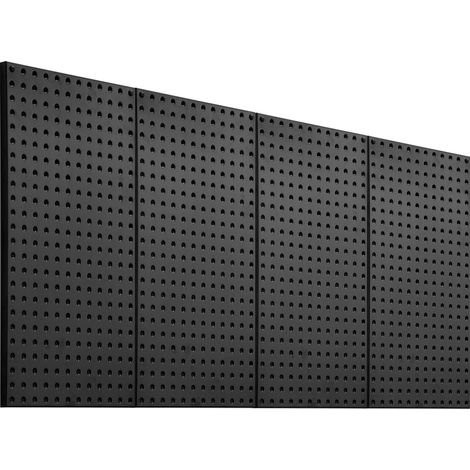 Panneau perforé en acier robuste, 24" x 12", lot de 4, noir. Organisateur mural pour atelier, garage, cuisine ou bureau. (1/5)