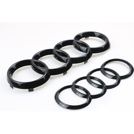Audi Logo-Ring in glänzendem Schwarz, vorne und hinten, 273 mm, 192 mm, A1, A3, A4, A5