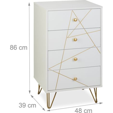 Cassettiera portaoggetti bianca a 4 cassetti elegante soggiorno camera da letto corridoio finitura opaca in legno bianco 130015823