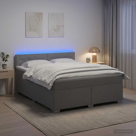 vidaXL Lit de box spring avec matelas et LED Gris clair 160 x 200 cm (1/5)