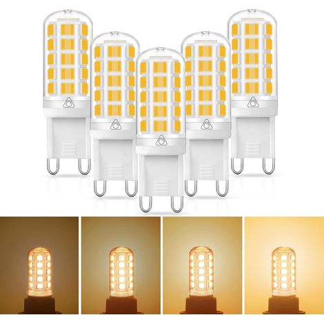 G9 LED Ampoules Dimmable, 40W équivalent 3W 400LM Lumineux 3000k, Pack de 5 Blanc Chaud, Lampe Suspendue Idéale, 360 °Grand Angle de Faisceau, Éclairage stable Sans Scintillement (1/5)