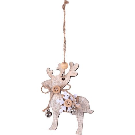Ornement En Bois - Renne De Noël Pour Arbre De Noël - Décoration Suspendue Festive - 1 Pièce (1/5)