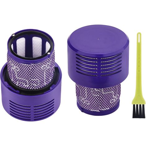2pcs Filtres pour Dyson Cyclone V10 SV12 Series V10 Absolute/Animal/Total Clean/Motorhead Aspirateurs, Filtre de Rechange Accessoires 969082-01, avec Brosse de Nettoyage