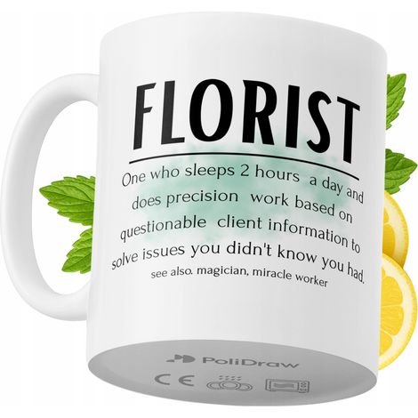 Tazza divertente e umoristica per fiorista, ideale per caffè e tè, con grafica e testo divertenti. Perfetta per compleanni, onomastici e festività. Tazza premium per occasioni speciali, per casa, uffi