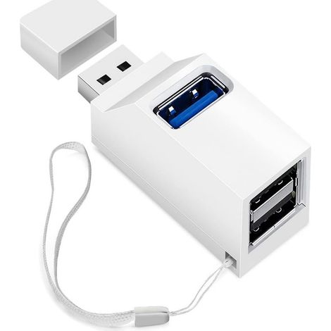 1 hub USB, répartiteur USB à 3 ports, répartiteur USB 3.0 haute vitesse (blanc) (1/5)