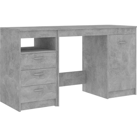 Maison Exclusive - Schreibtisch Betongrau 140x50x76 cm Holzwerkst (1/5)