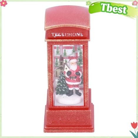 Tbest Décor de cabine téléphonique du père Noël Décorations de Noël Décoration de Cabine Téléphonique luminaire Père Noël (1/5)