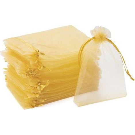 Pochettes cadeaux - 120 pièces - 10x15 cm - Or - Cordon de fermeture - Fait main - Utilisation multifonctionnelle (1/5)