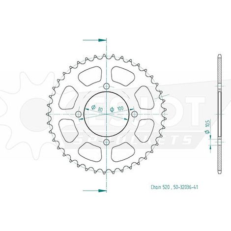 Couronne Acier Suzuki - 520 - 41 Dents - Similaire JTR819 - Made in Germany