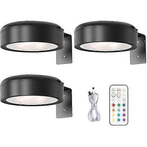 Lampe murale sans fil pour tableaux avec télécommande, intensité réglable, fonctionne sur piles, éclairage RGB 13 couleurs ajustable - Noir parfait (lot de 3)