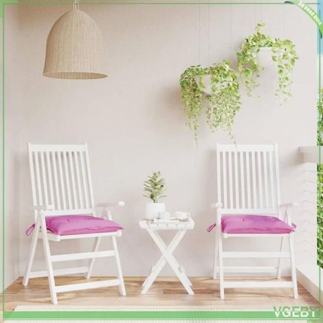 361501 Coussins de chaise lot de 2 rose 40x40x7 cm tissu (1/5)
