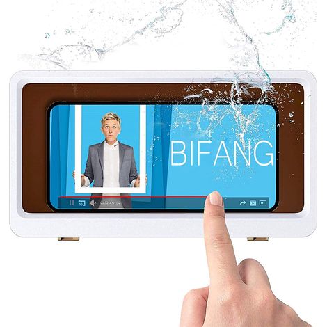 Boîtier Téléphone Étanche - Support Murale pour Salle de Bain et Douche - Fenêtre Anti-buée - Écran Tactile Réactif - Compatible Téléphones jusqu’à 6,9 Pouces - 1 Pièce (1/5)