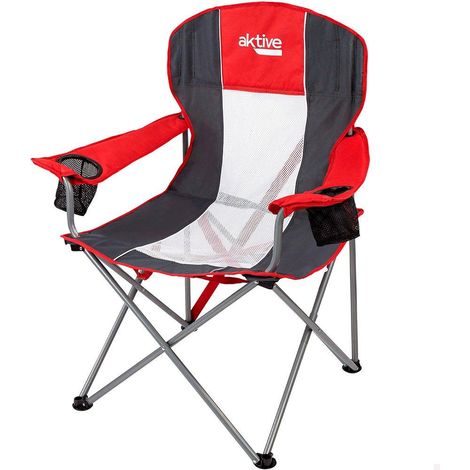 Aktive Sedia Pieghevole Camping XL Rossa e Grigia