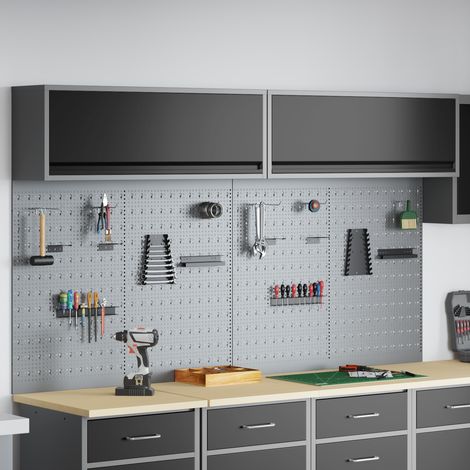 6-tlg. Werkzeugschrank-Set mit Stecktafel Wandmontage Schwarz vidaXL (1/5)