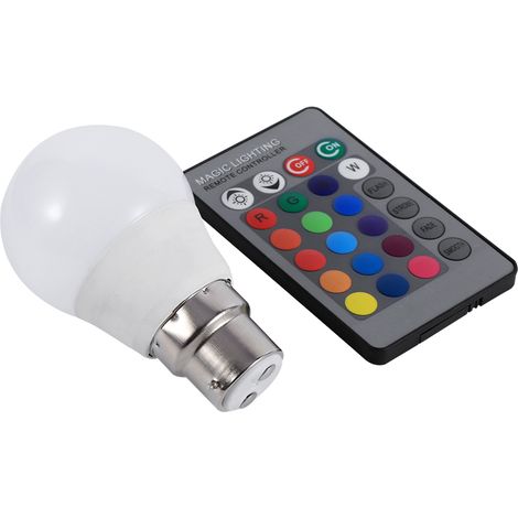 Ampoule LED RGB B22 3W - Télécommande 16 Couleurs - Intérieur Maison Fête - 1 Pièce (1/3)