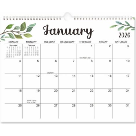 Calendrier mensuel 2026/2027 à accrocher - Calendrier mural de janvier 2026 à juin 2027, idéal pour l'école, l'université, le travail, la maison, le bureau. (1/4)