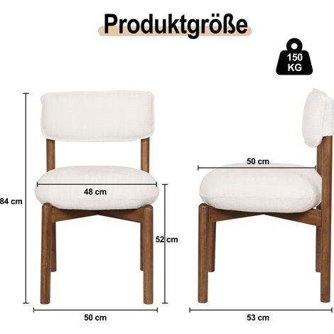 Felix Chaise en bois noyer/crème lot de 2 démontable