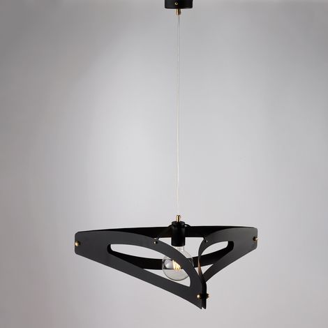 Belight - Onyx – Pendelleuchte schwarz, lasergeschnitten, Messing brüniert, Ø51, 1-flammig – BL323-1-NR