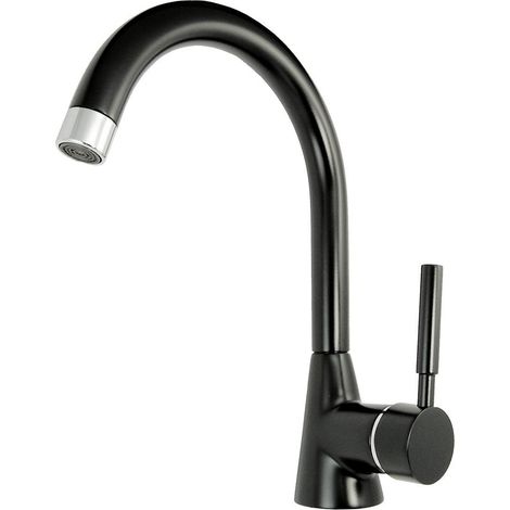heinrichschulte Spültischarmatur vivana - mit seitl. Griff - schwarz/chrom (1/3)