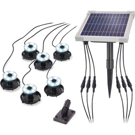 esotec Solar Über- und Unterwasserstrahler, 6 Spots kaltweiß, IP68, 101402