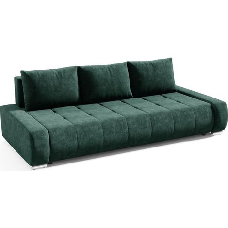 Sofa 3-Sitzer mit Schlaffunktion VOGAR Stoff Aston Flaschengrün (1/4)