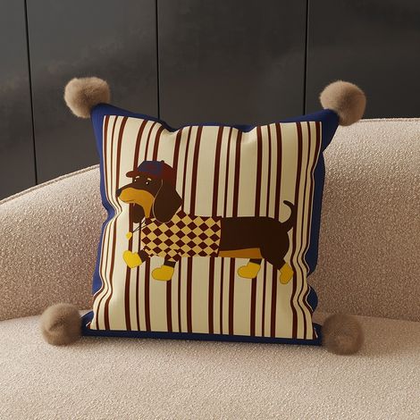 Taie d'oreiller carrée simple 50x50 Housse de coussin pour canapé, coussin lombaire, coussin de tête de lit polyvalent à motif chiot teckel, coussin de dossier (1/5)