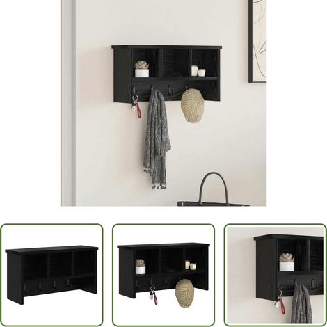 Étagère murale - Porte-manteau mural avec étagère Chêne noir 50 x 16 x 26 cm (1/5)