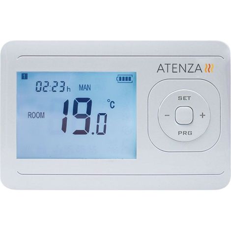 Thermostat d'ambiance programmable filaire – Écran LCD rétroéclairé – Programmation 4 périodes – Contrôle chaudière électrique, gaz, fuel – Atenza