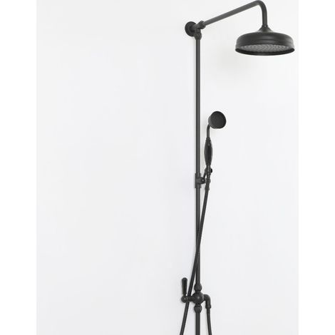 Milano Elizabeth Grand Rigid Riser with Fixed Rainfall Shower Head and Hand Shower Handset - Black