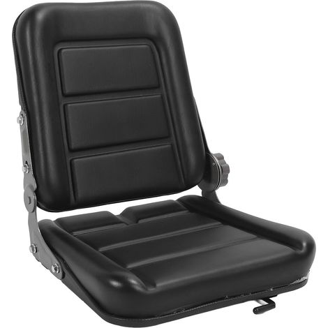 Siège d'équipement en Cuir PVC avec Support Dorsal Ergonomique, Rail Coulissant de 8 Cm Réglable de 30 à 180 Degrés pour les Opérateurs de Chariot élévateur, Dumper, Tondeuse, Chargeur (1/5)