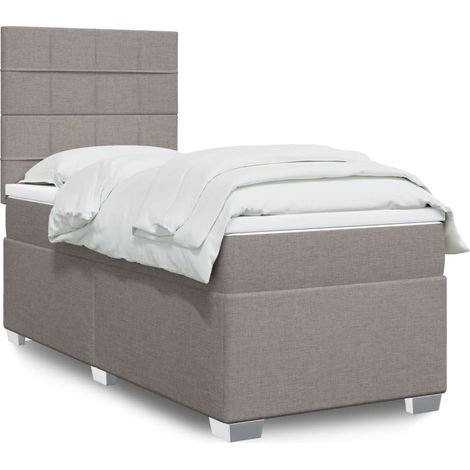 Boxspringbett mit Matratze Taupe 100x200 cm Stoff