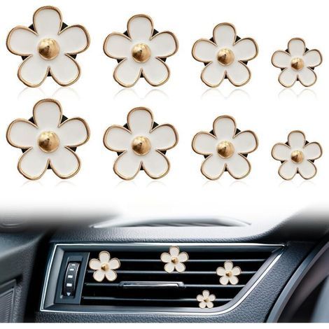 Lot de 8 désodorisants de voiture pour grille d'aération de voiture - Design unique - Marguerite - Clip de désodorisant pour voiture - Installation facile - Décoration intérieure pour voiture s (1/4)
