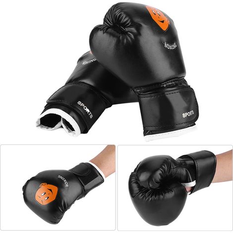 Gants de boxe junior pour Muay Thai et entraînement kickboxing, noir (1/4)
