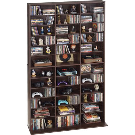 VEVOR Medienregal, 1018x231x1810 mm, Multimedia-Aufbewahrung, Regalwand mit 12 Regalebenen 36 Fächer für CDs, DVDs, Bücher & Spiele, CD-Regal für Wohnzimmer, Homeoffice, Aufnahmeraum (1/5)