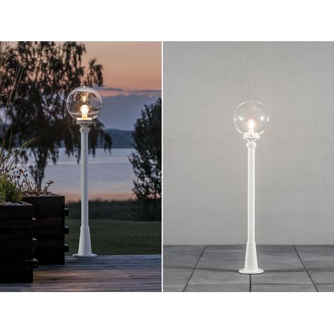 LED Wegeleuchte Aluminium Weiß mit Glaskugel, Höhe 118cm (1/5)
