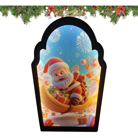 Miroir Holographique Design Santa Miroir Décoratif à LED Décoration Projection Moderne pour Bureau Chambre Fête Porte de Noël (1/5)